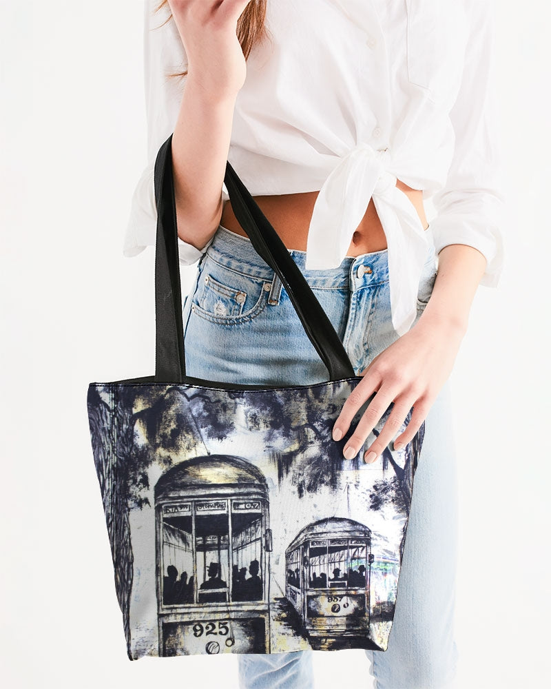 Streetcars large Canvas Zip Tote