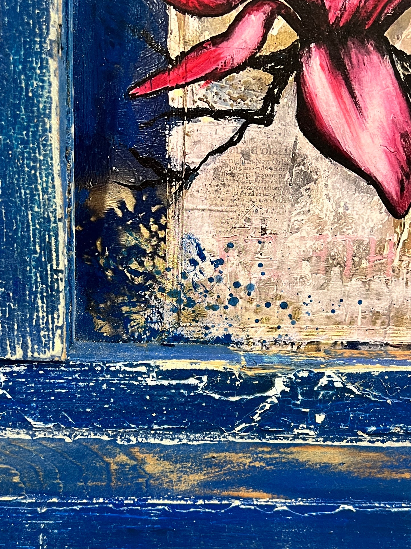 Rebirth Japanese Magnolias- Reworked Giclee with Reclaimed Wood Frame