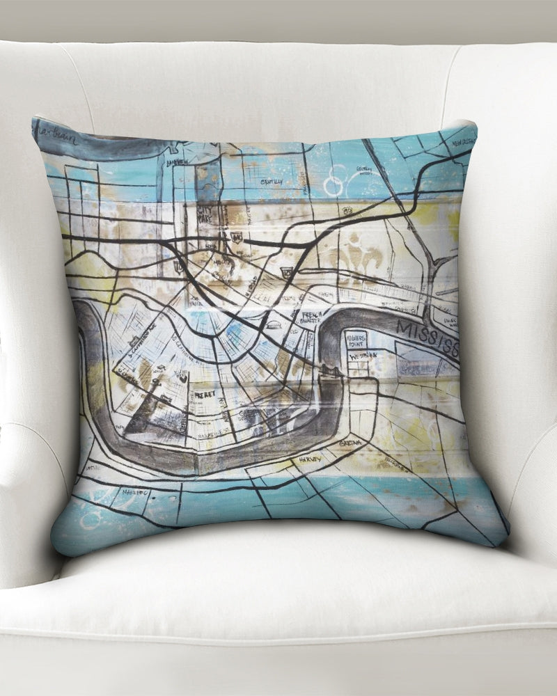Map Throw Pillow Case 18"x18"