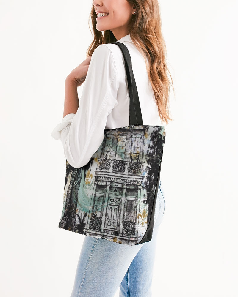 Garden District Mansion Canvas Zip Tote