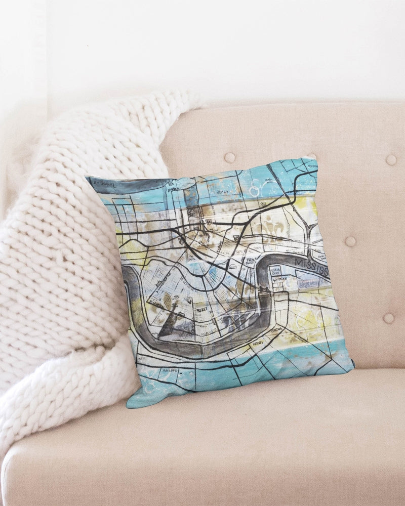 Map Throw Pillow Case 18"x18"