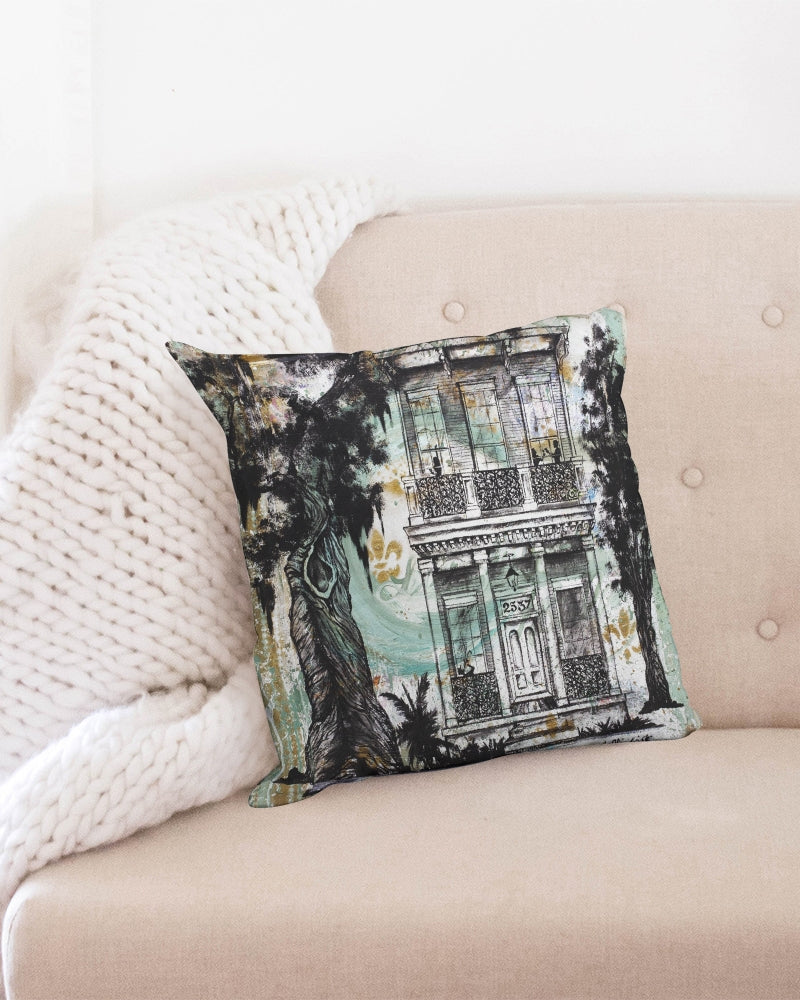Garden District Mansion Throw Pillow Case 18"x18"