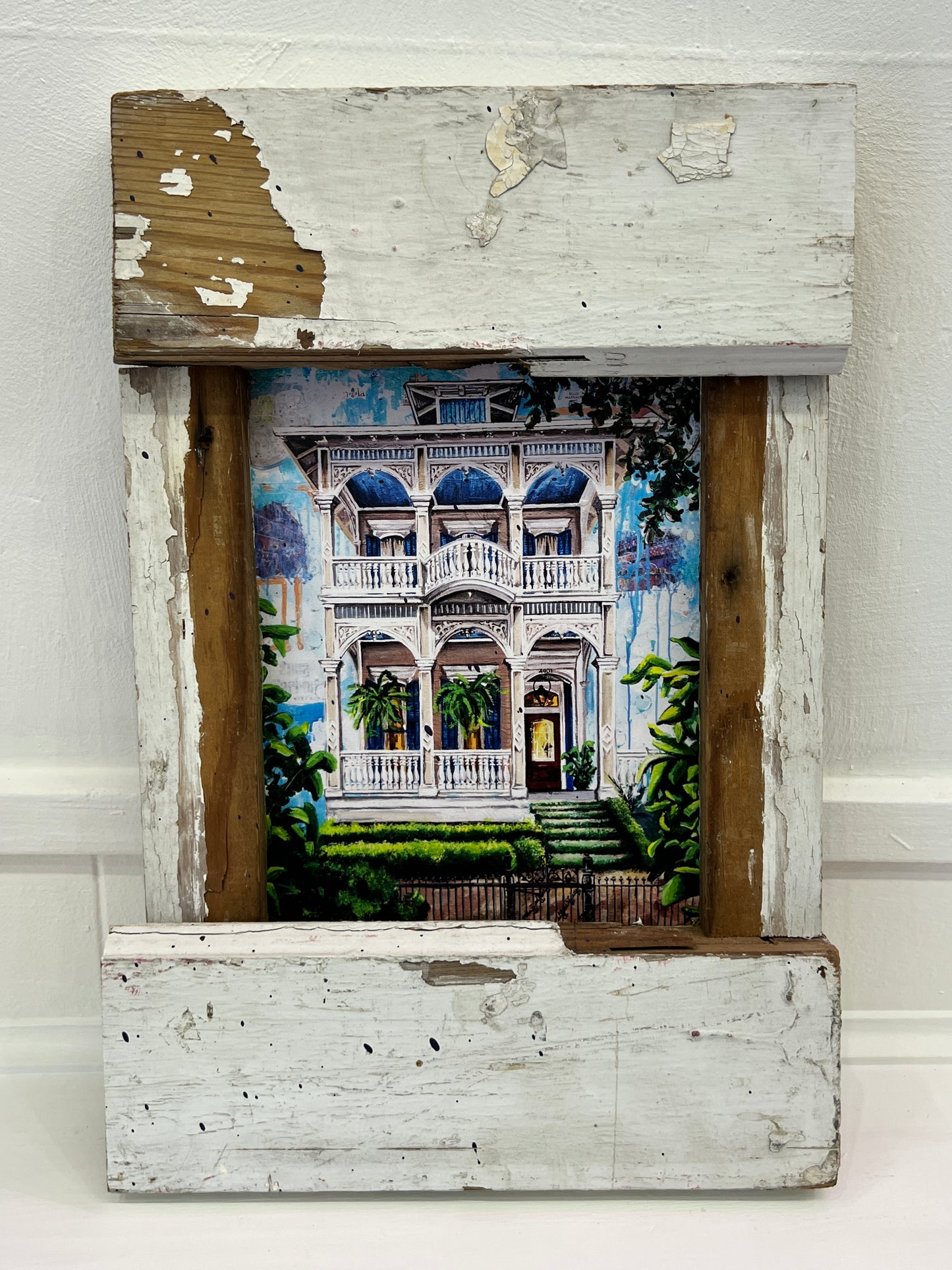 Upperline - Giclee with Hand Built Frame with Wood Reclaimed from New Orleans Homes