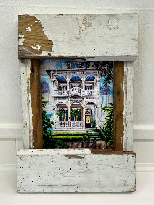 Upperline - Giclee with Hand Built Frame with Wood Reclaimed from New Orleans Homes