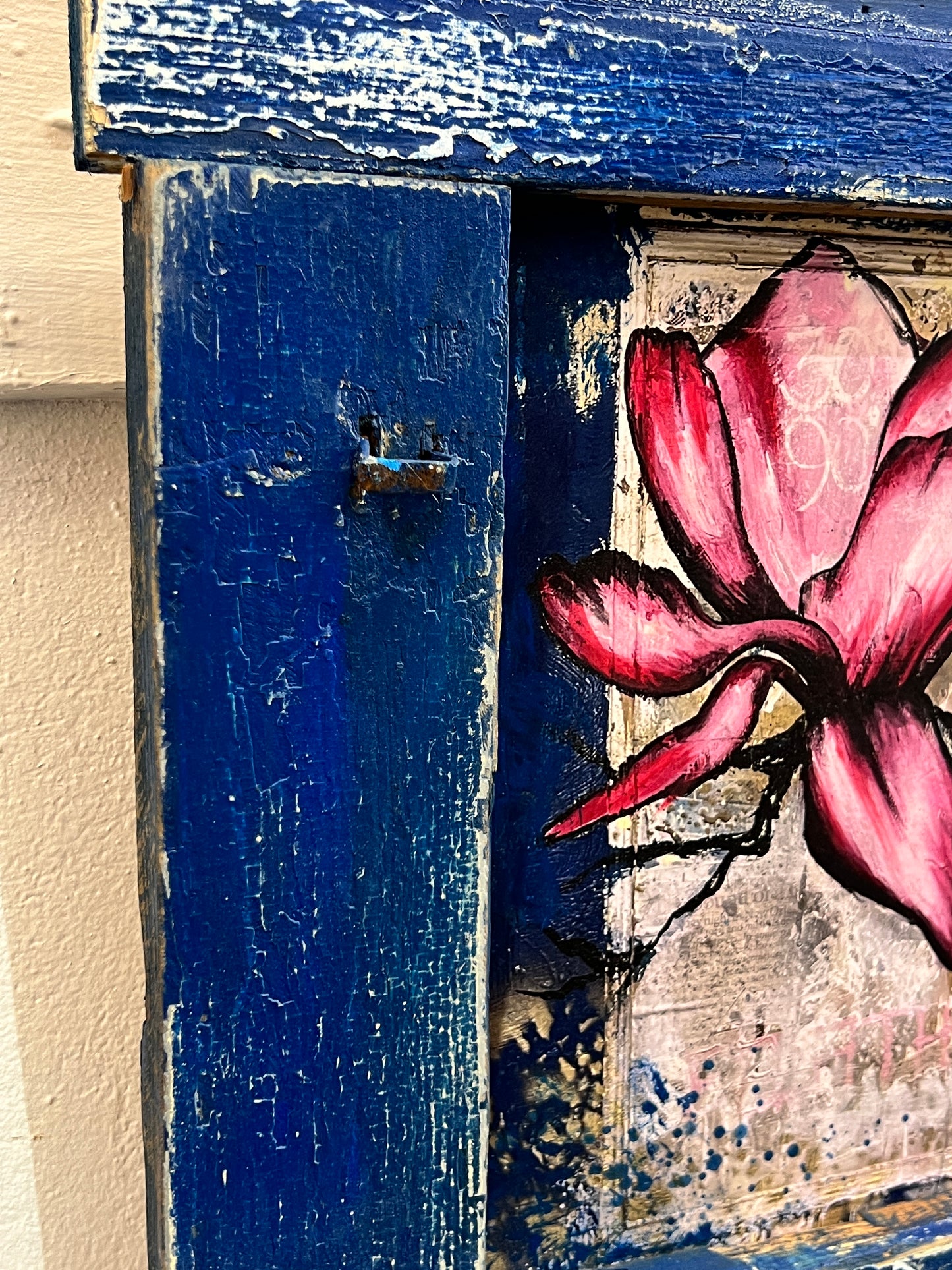 Rebirth Japanese Magnolias- Reworked Giclee with Reclaimed Wood Frame