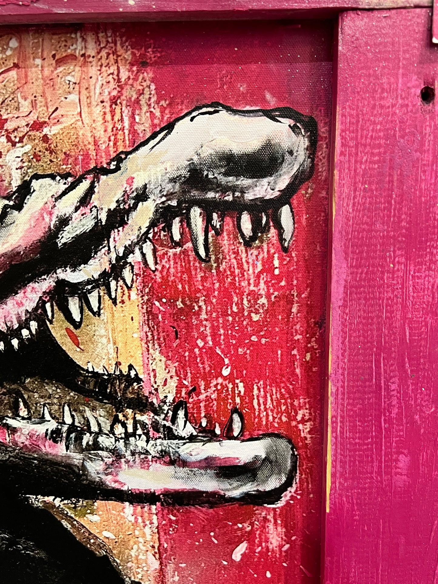 Fierce- Hand Embellished Giclee with Reclaimed Wood Frame