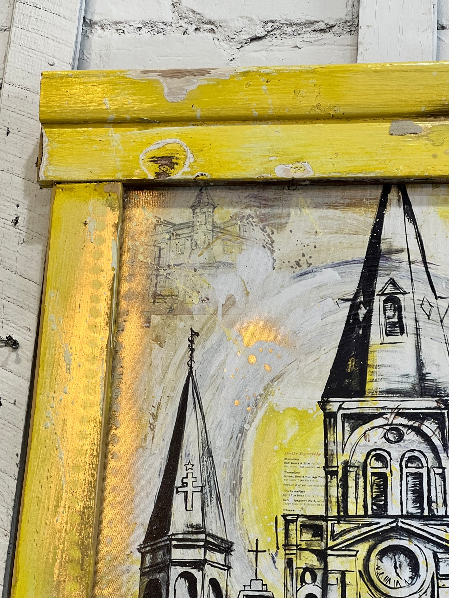 Saint Louis Cathedral - Reworked Giclee with a Custom Reclaimed Wood Framed