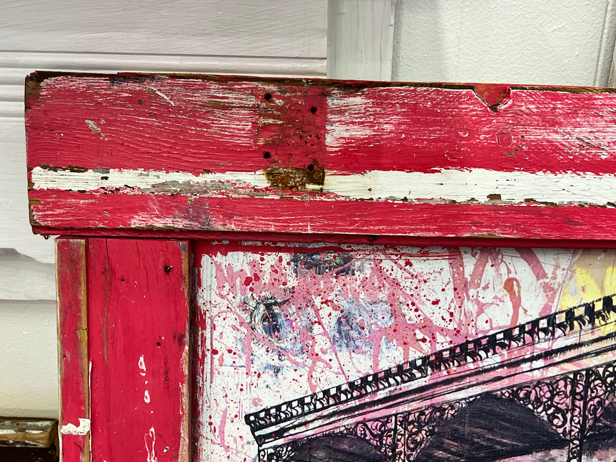 Royal Balconies- Embellished Giclee with Frame built from Reclaimed Wood
