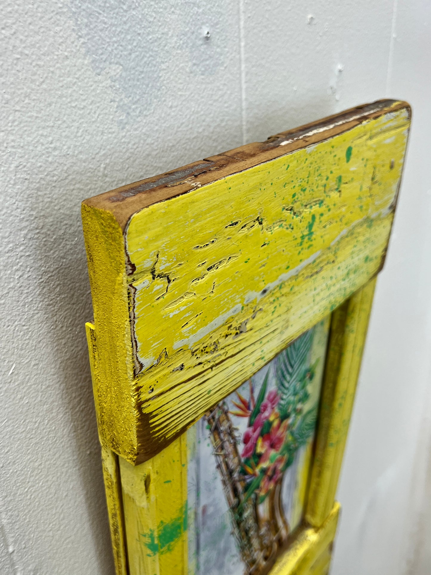 Saxy Flowers- Giclee in Yellow Reclaimed Wood Frame