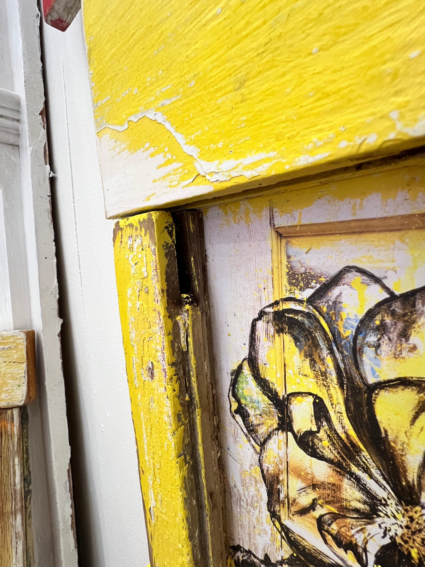 Yellow Magnolia - Giclee  with a Custom Built  Reclaimed Wood Frame