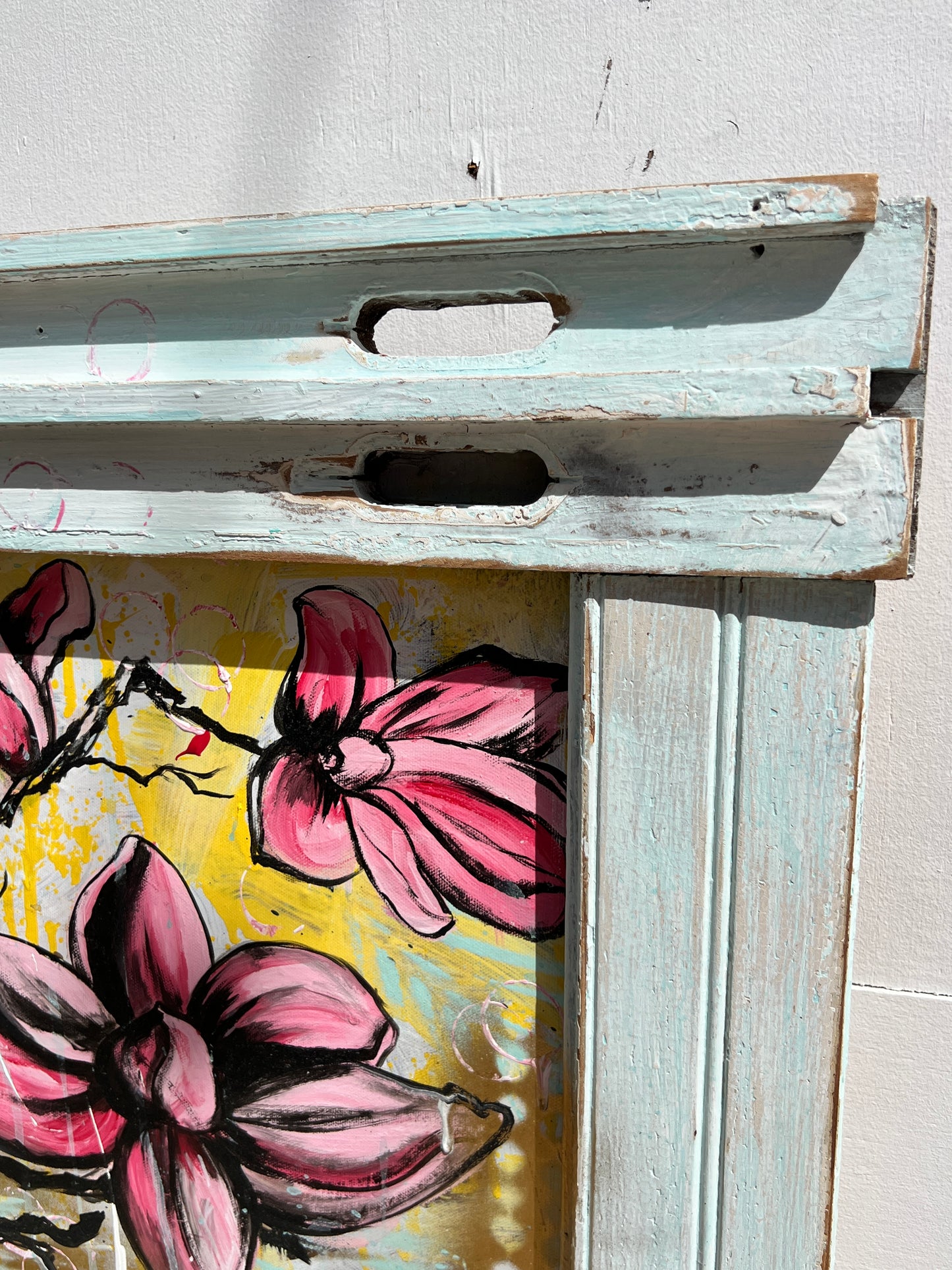 Magnolias - Original on Canvas with Reclaimed Wood Frame