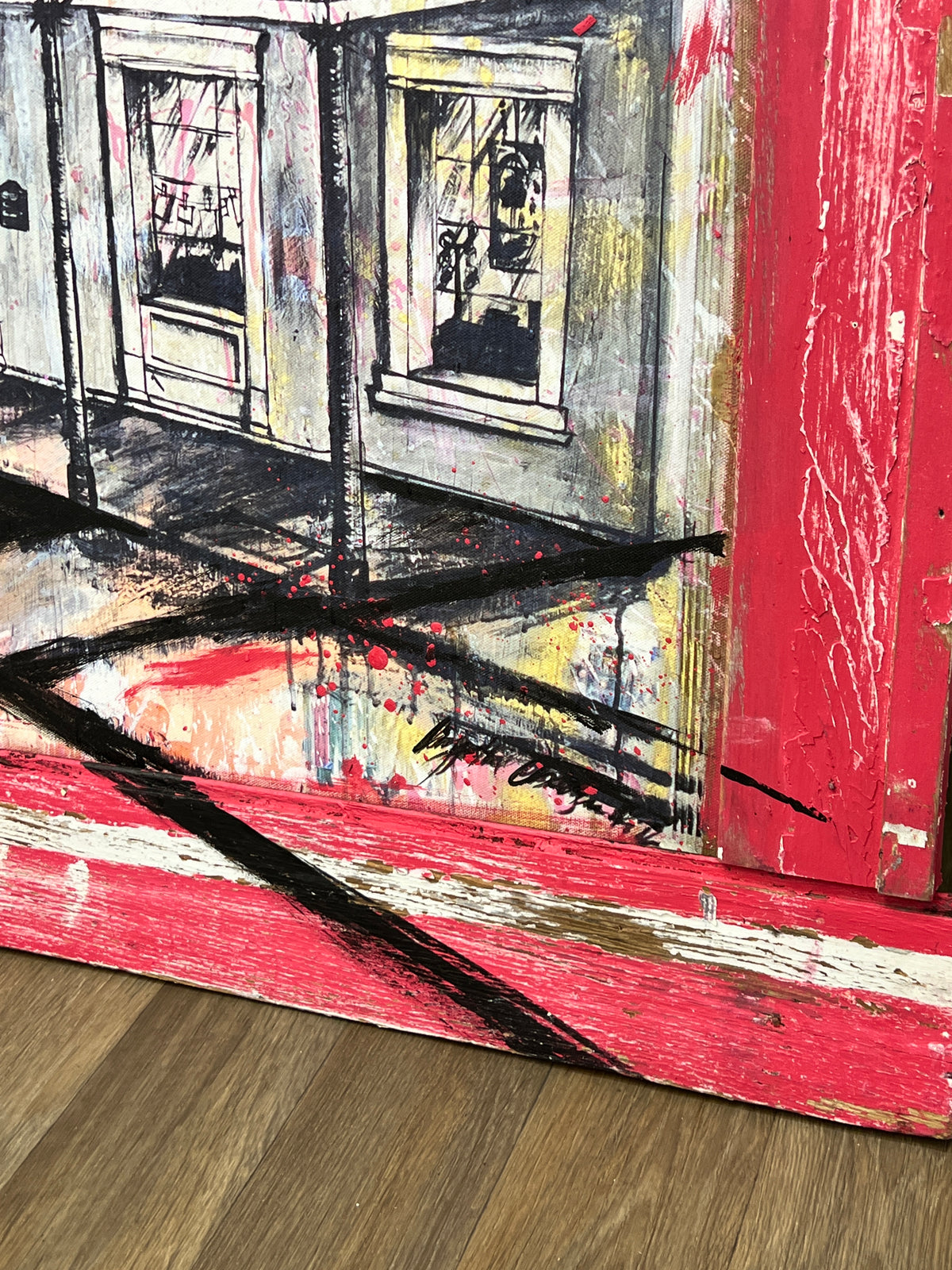 Royal Balconies- Embellished Giclee with Frame built from Reclaimed Wood