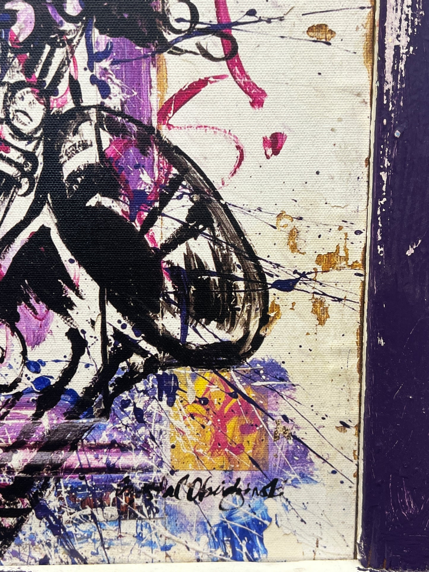 Sax Man - Giclee in Purple Reclaimed Wood Frame