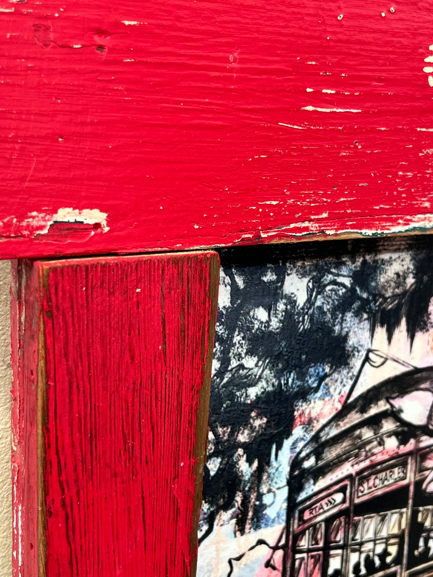 Saint Charles Streetcar & Magnolias- Reworkd Giclee with Reclaimed wood Frame