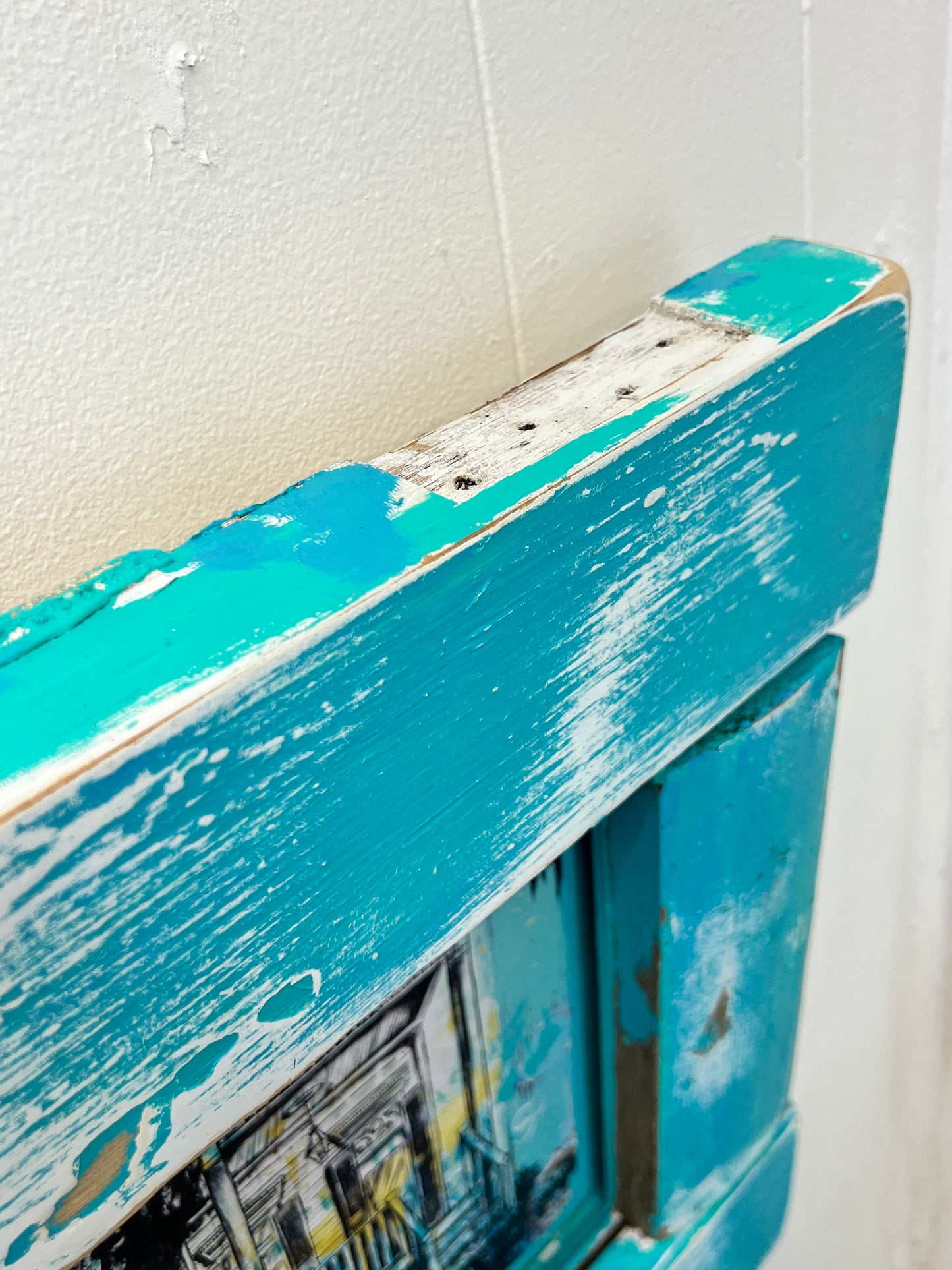 Double Shotgun with a Teal Reclaimed Wood Frame