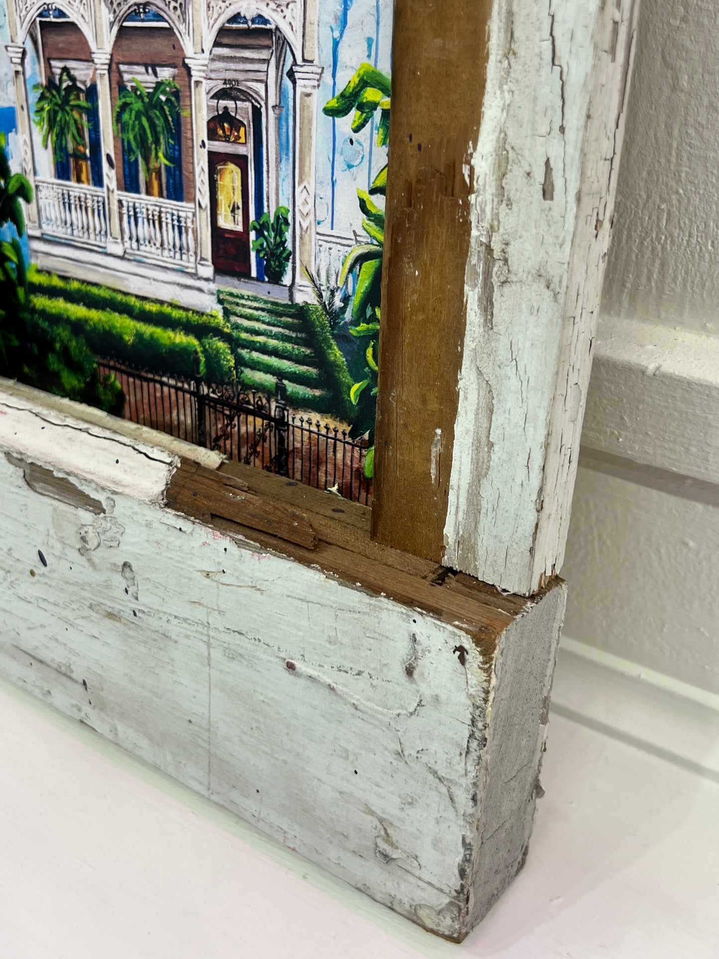 Upperline - Giclee with Hand Built Frame with Wood Reclaimed from New Orleans Homes