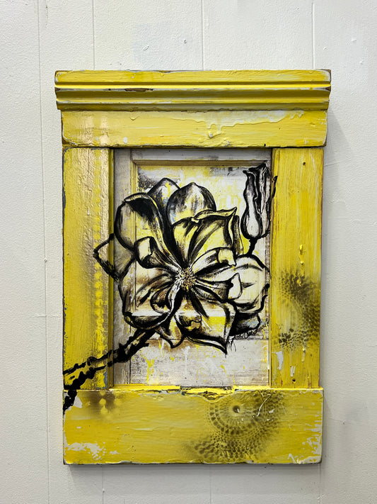 Magnolia- Reworked Giclee with Reclaimed Wood Frame