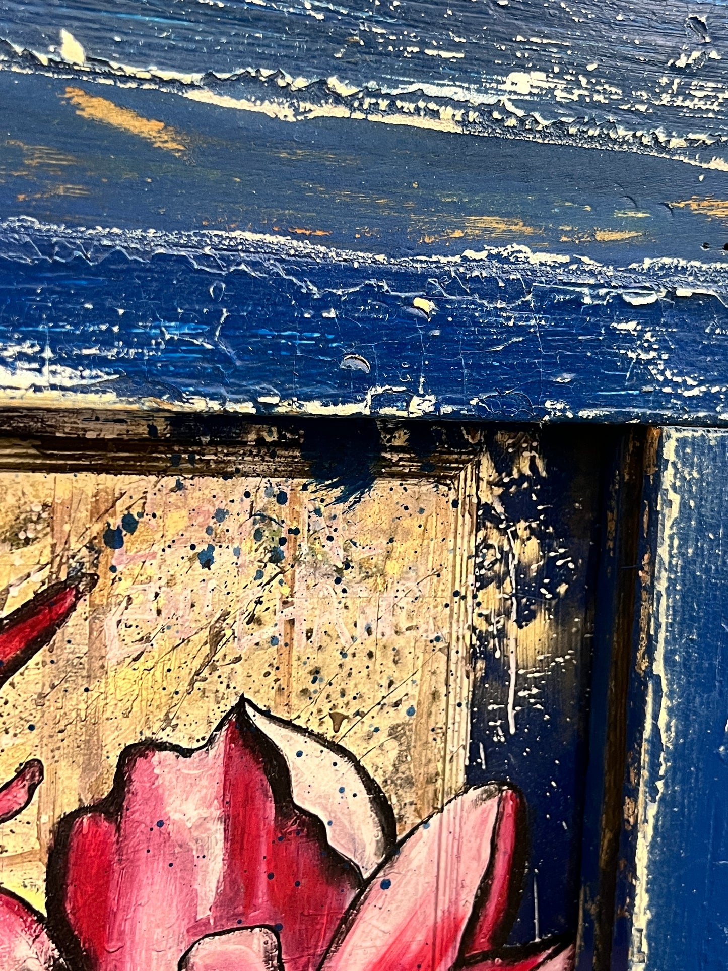 Rebirth Japanese Magnolias- Reworked Giclee with Reclaimed Wood Frame