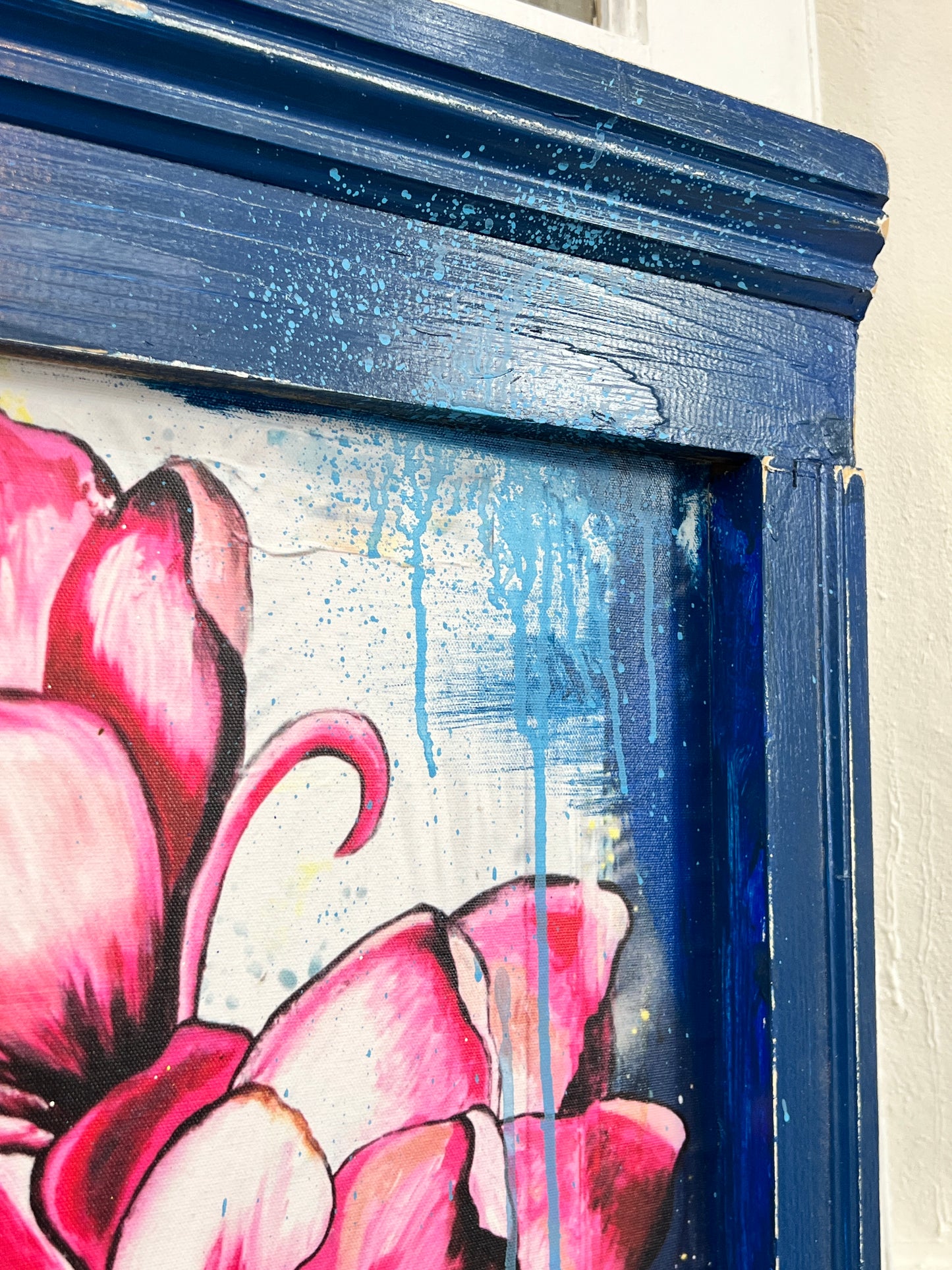 Japanese Magnolias - Reworked Giclee with Custom Reclaimed Wood Frame