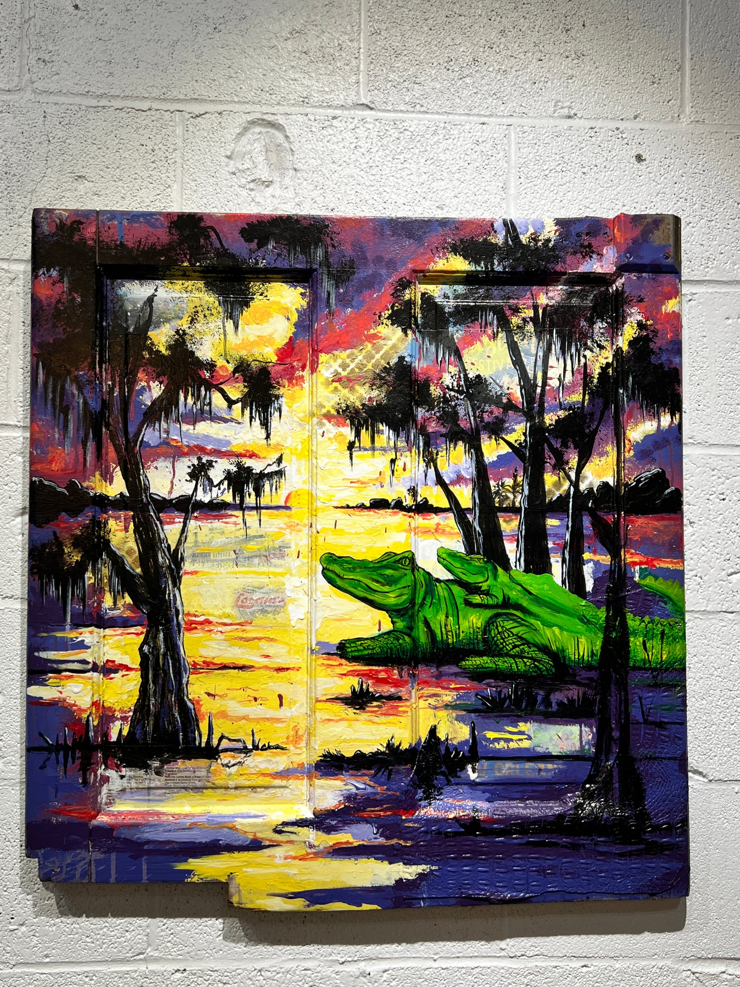 Golden Hour- Original Painting on Antique Door.