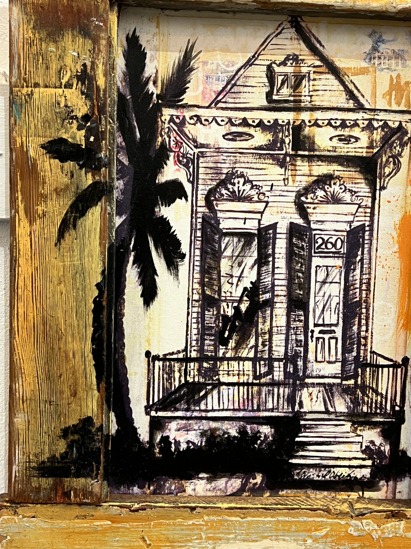 260 Saxy Shotgun - Reworked Giclee with One of a Kind Reclaimed Wood Frame