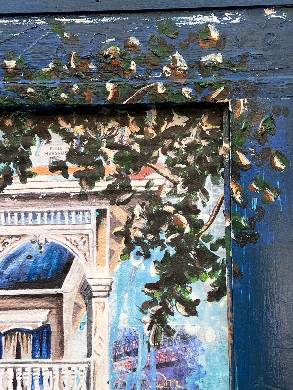 Upperline- Embellished Giclee with a Custom Frame from New Orleans Reclaimed Wood