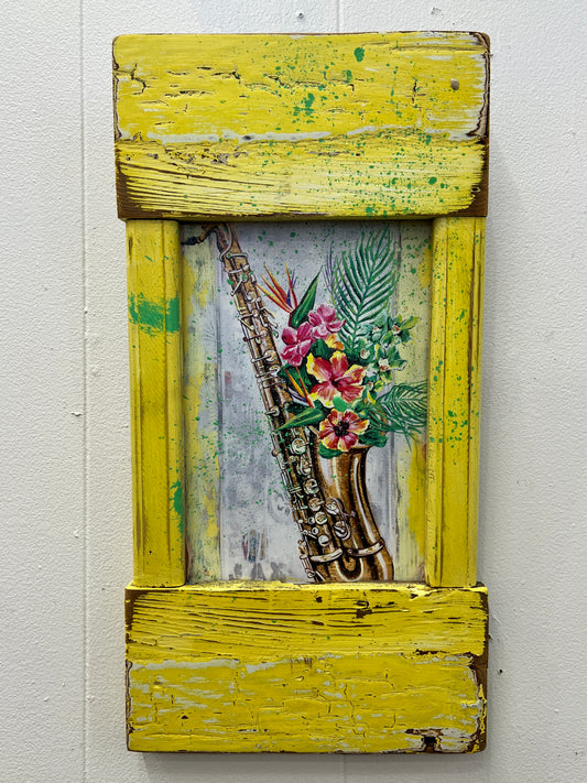Saxy Flowers- Print in Reclaimed wood Frame