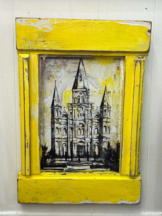 St Louis Cathedral Giclee in Custom Reclaimed Wood Frame