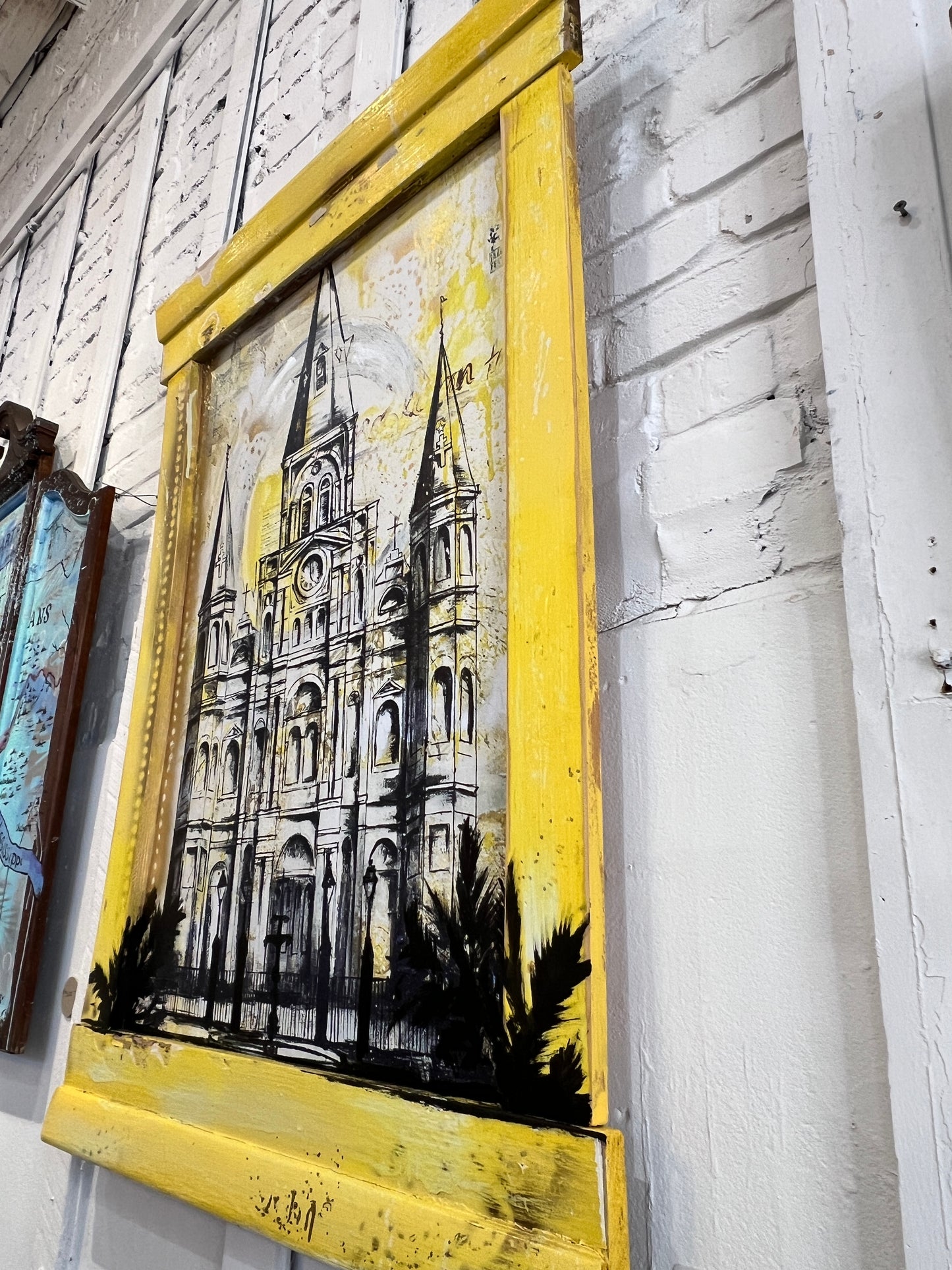 Saint Louis Cathedral - Reworked Giclee with a Custom Reclaimed Wood Framed