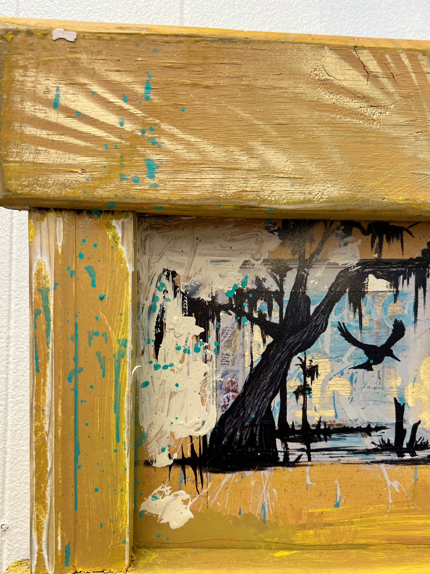 Cypress & Heron - Reworked Giclee with Reclaimed Wood Frame