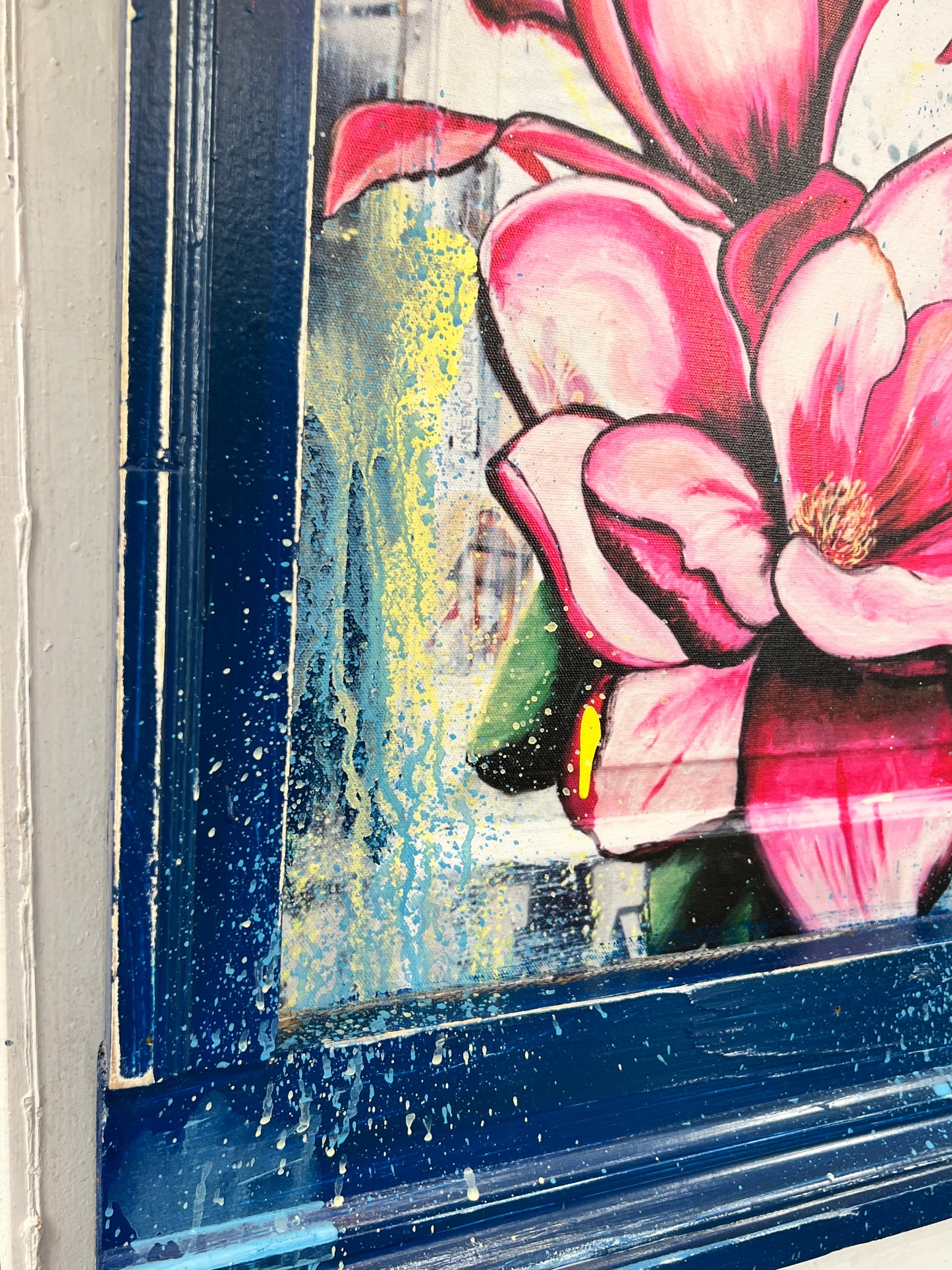 Japanese Magnolias - Reworked Giclee with Custom Reclaimed Wood Frame