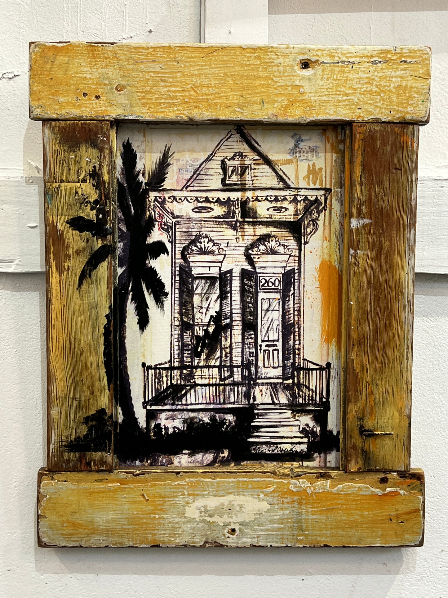 260 Saxy Shotgun - Reworked Giclee with One of a Kind Reclaimed Wood Frame