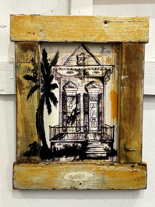 260 Saxy Shotgun - Reworked Giclee with One of a Kind Reclaimed Wood Frame