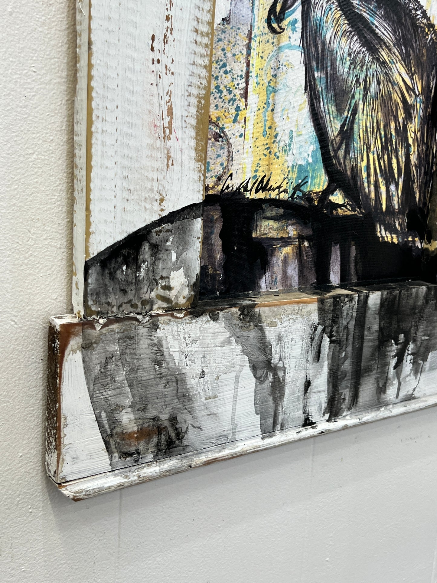 Pelican- Reworked Giclee with Reclaimed Wood Frame