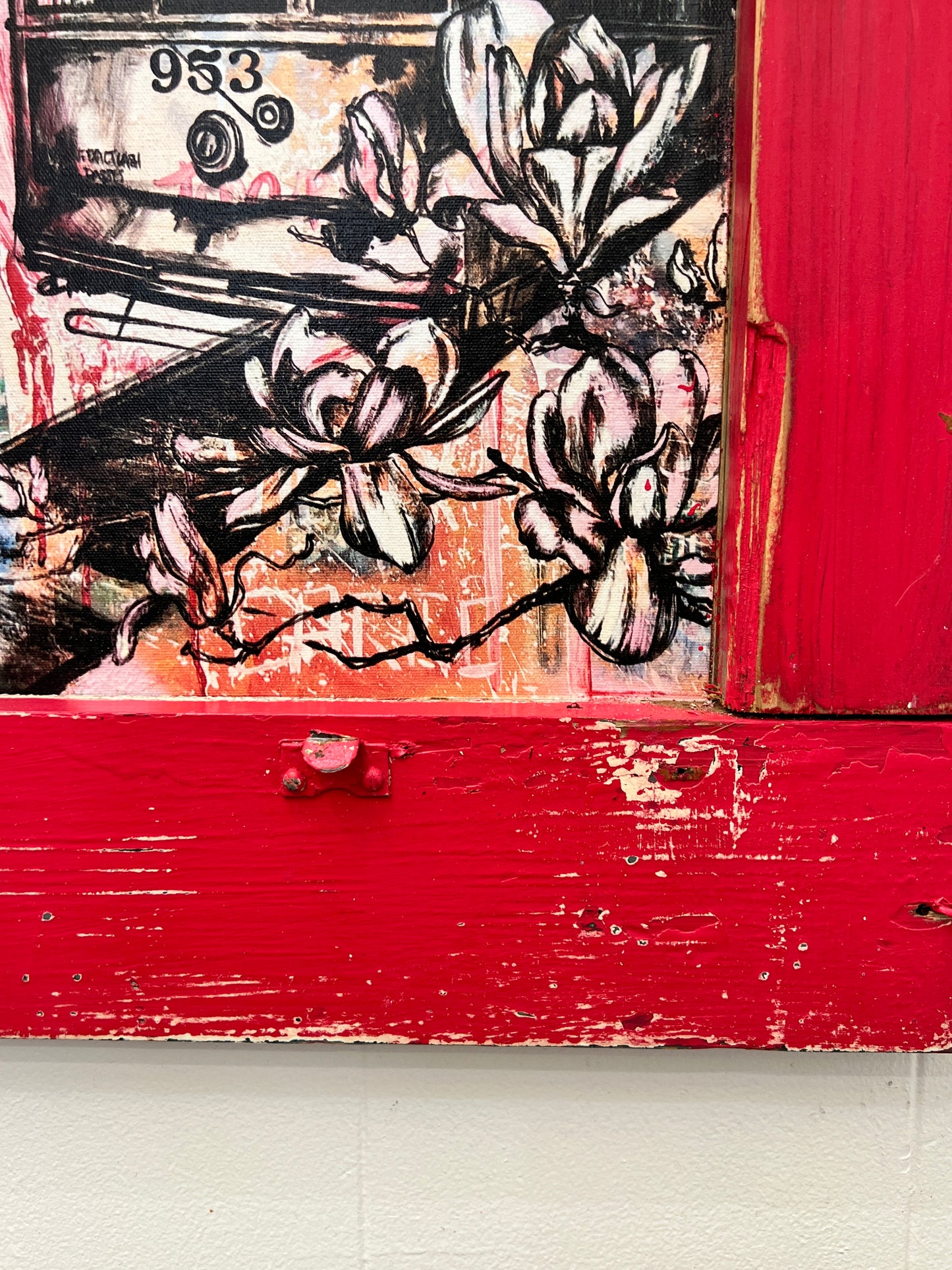 Saint Charles Streetcar & Magnolias- Reworkd Giclee with Reclaimed wood Frame