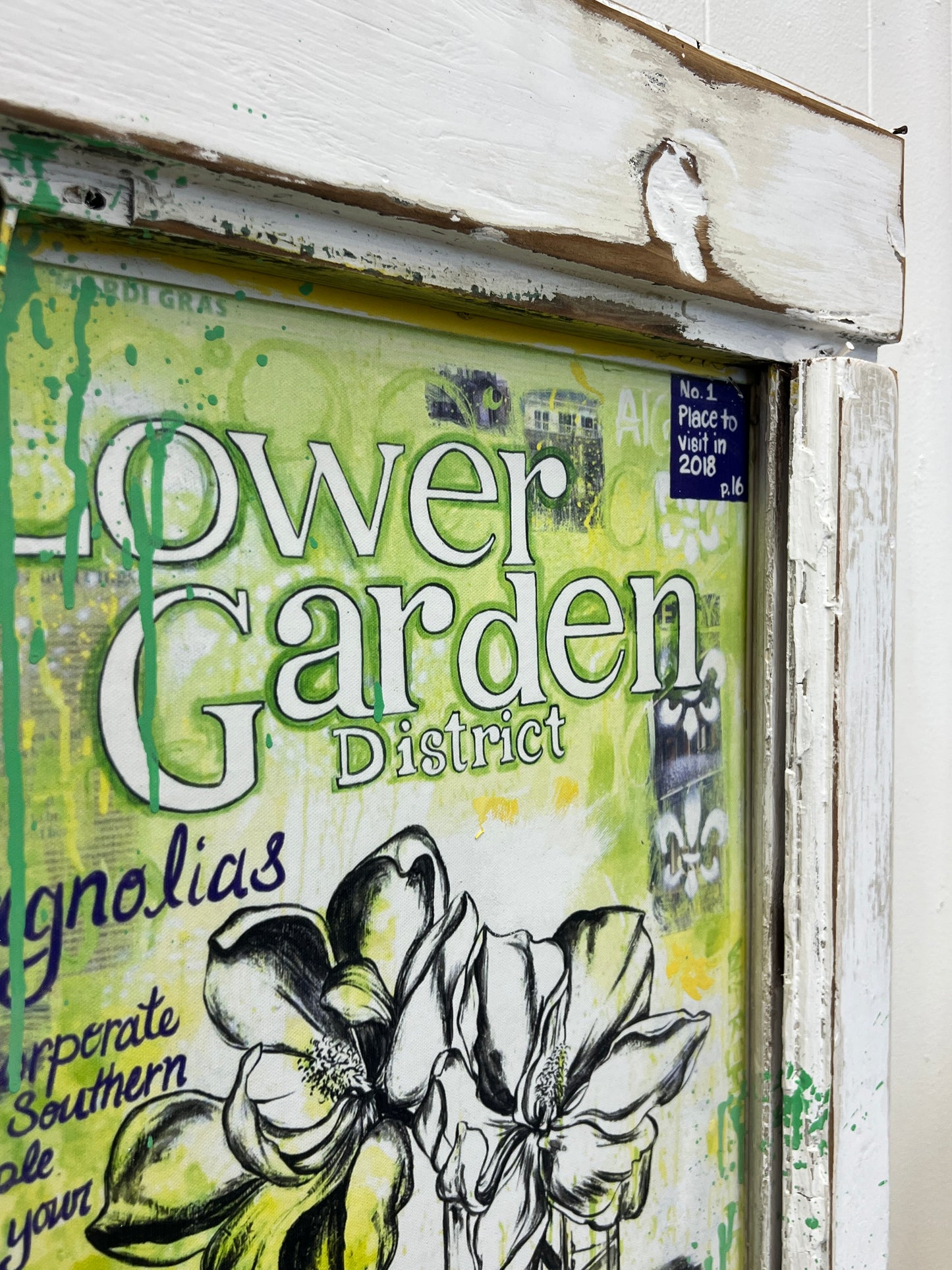 Lower Garden District- Reworked Giclee with Reclaimed Wood Frame