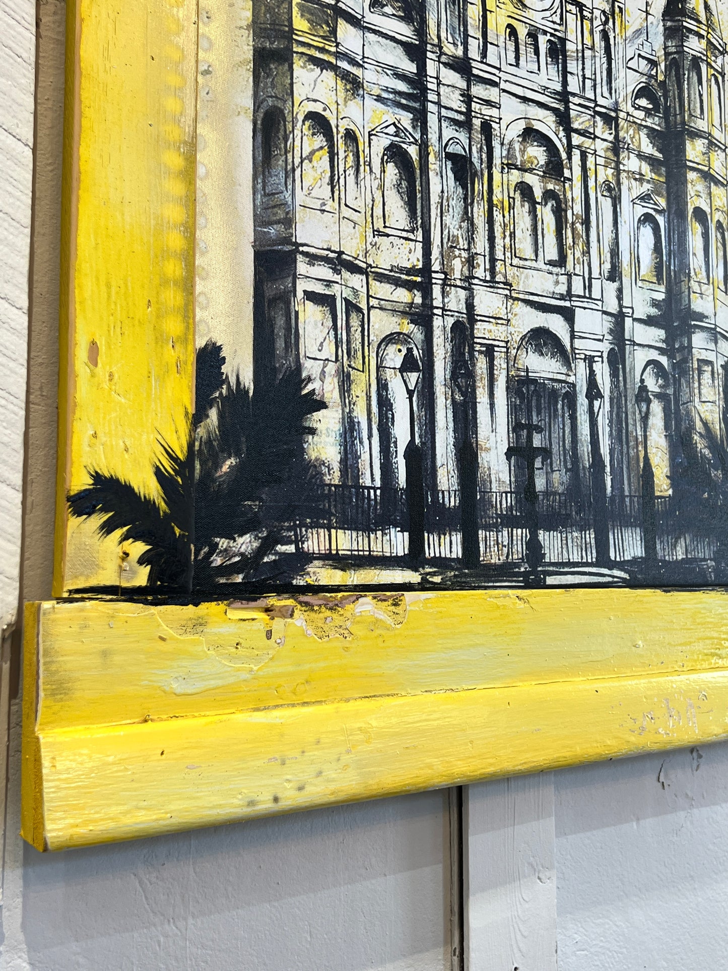 Saint Louis Cathedral - Reworked Giclee with a Custom Reclaimed Wood Framed