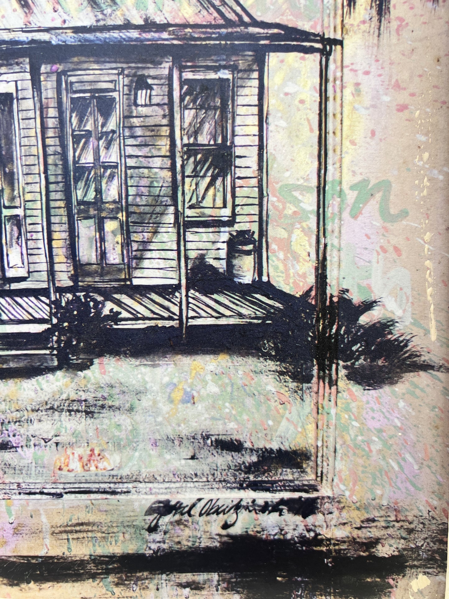 Swamp House - Hand Embelished Giclee Print with a White Reclaimed Wood Frame