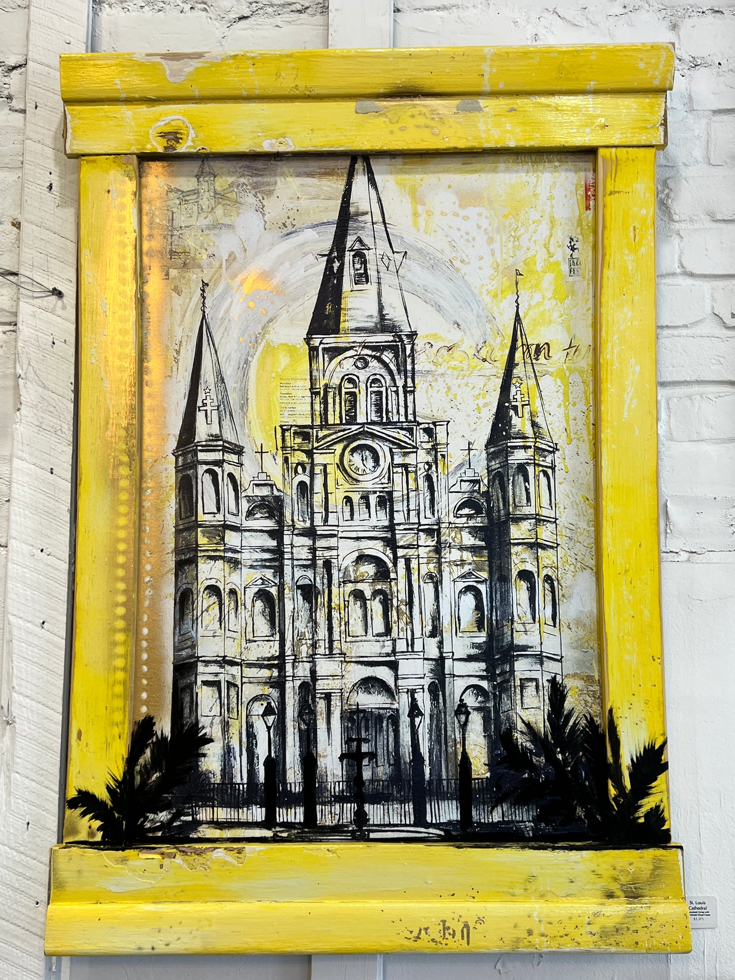 Saint Louis Cathedral - Reworked Giclee with a Custom Reclaimed Wood Framed