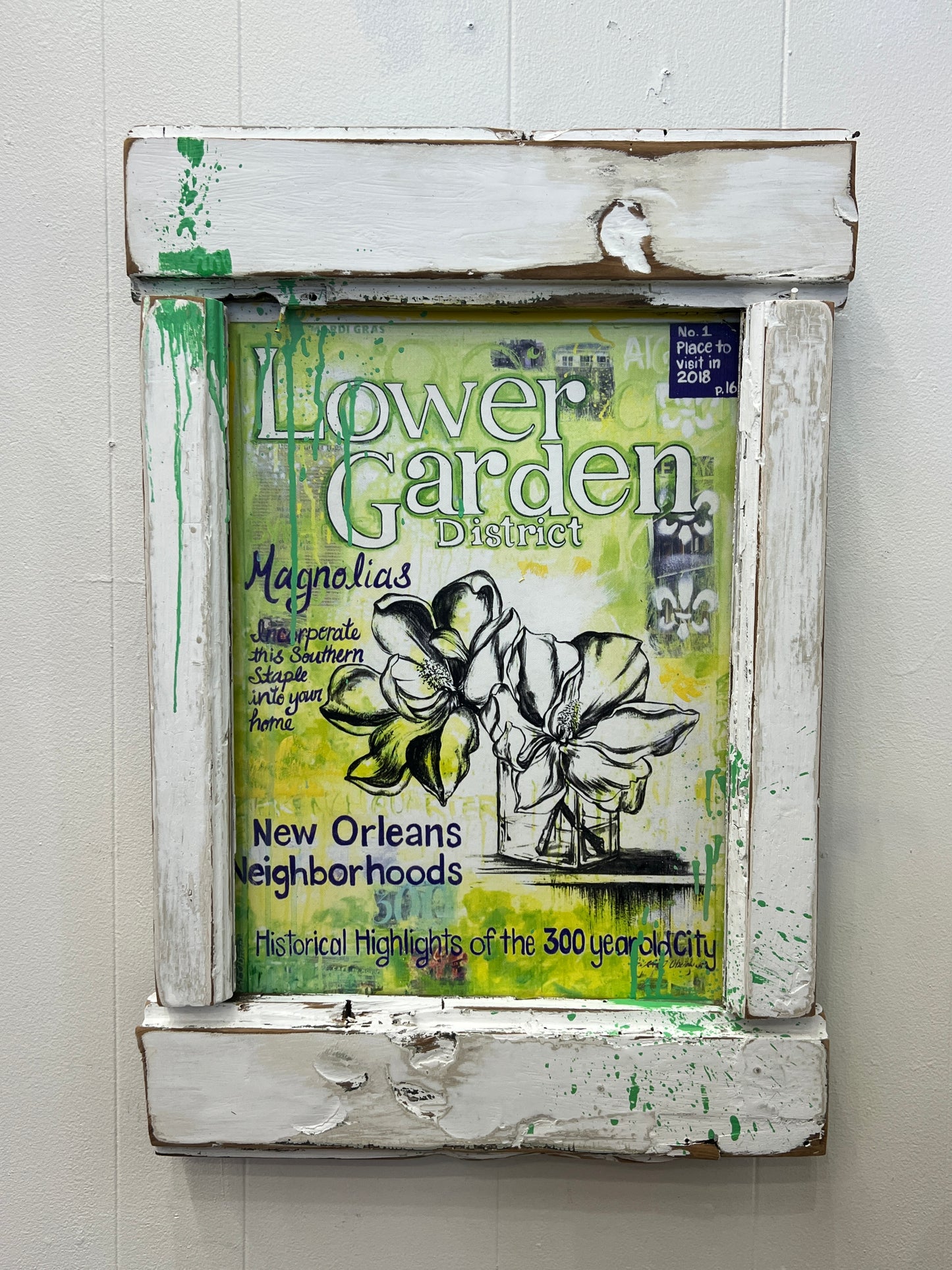 Lower Garden District- Reworked Giclee with Reclaimed Wood Frame