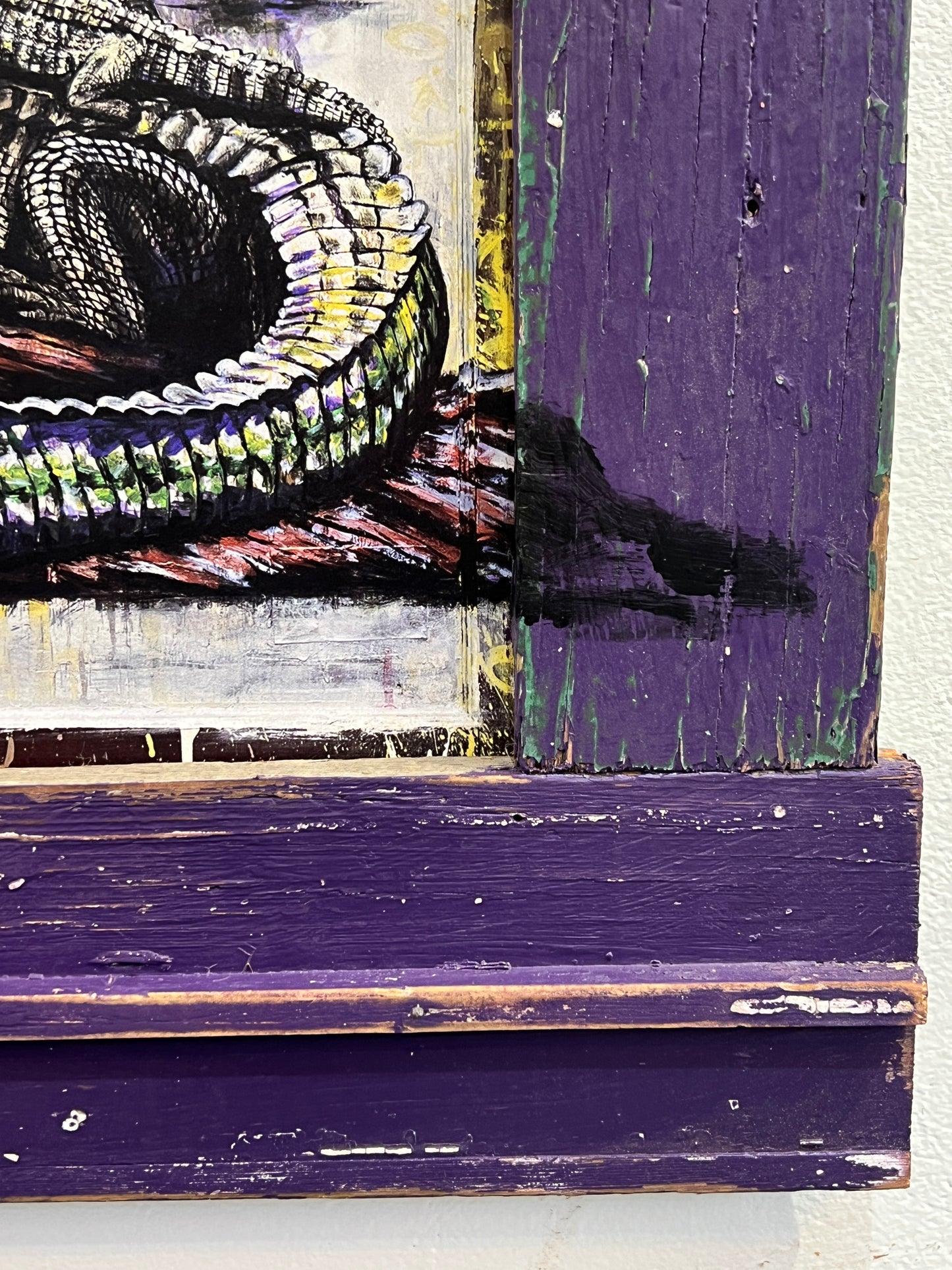 Mama & Baby Gator- Reworked Giclee with Custom Reclaimed Wood Frame